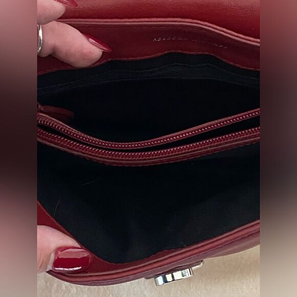 Rebecca Minkoff Heart Studded Red Quilted Leather Adjustable Crossbody Bag - Picture 13 of 13